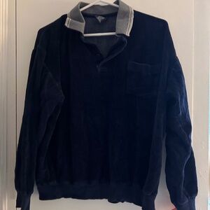 Velour Collared Quarter Button-Up